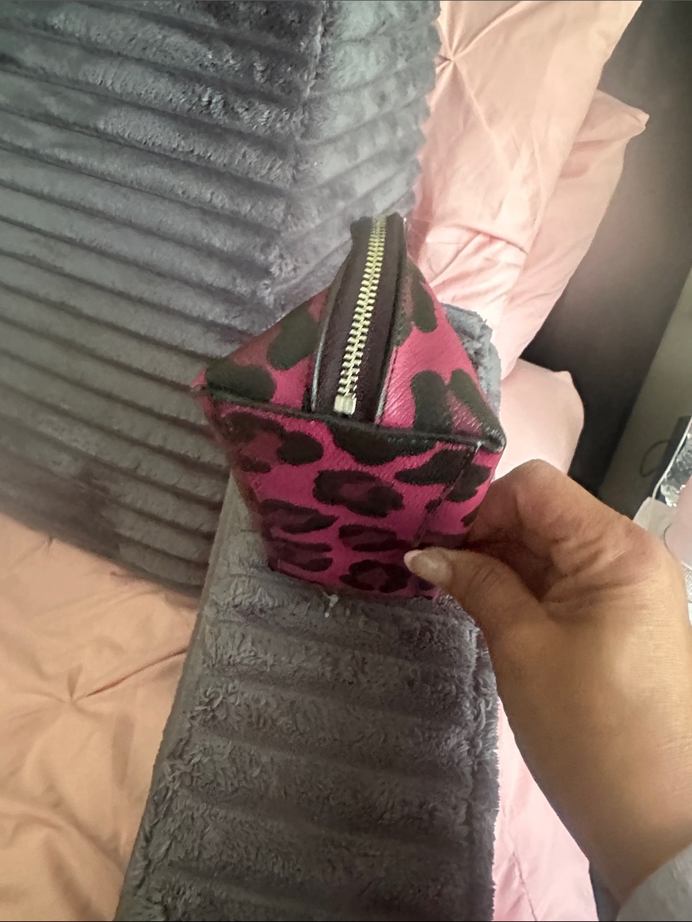 Coach Hot Pink & Black Leopard Print Cosmetic Case - Picture 4 of 5
